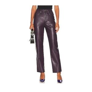 AGOLDE 90s Pinch Recycled Leather Pants Size 25 Night Shade Purple Rocker Chic